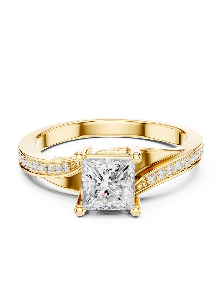 Anillo de compromiso - piedras laterales - AMORE250-PR-LG