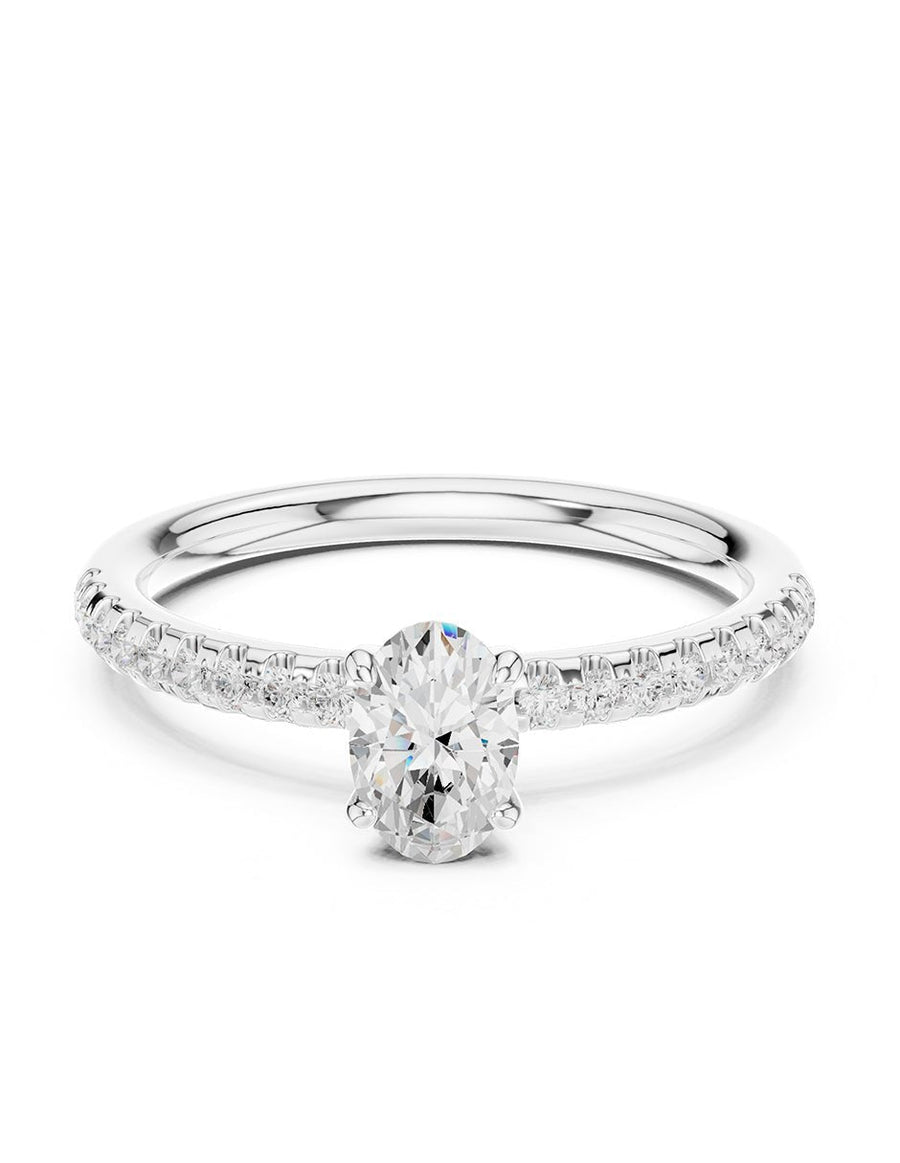 Anillo de compromiso - piedras laterales - AMORE253-OV-LG