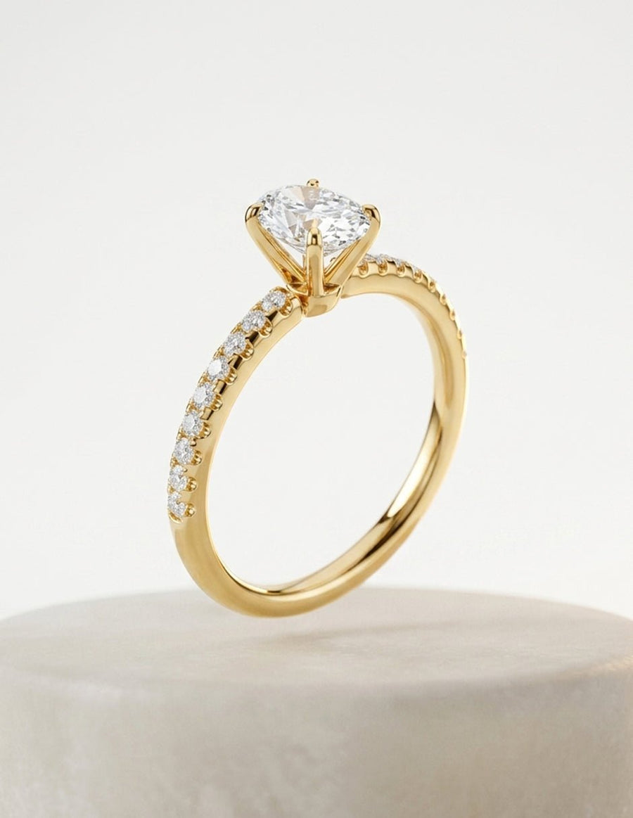 Anillo de compromiso - piedras laterales - AMORE253-OV-LG