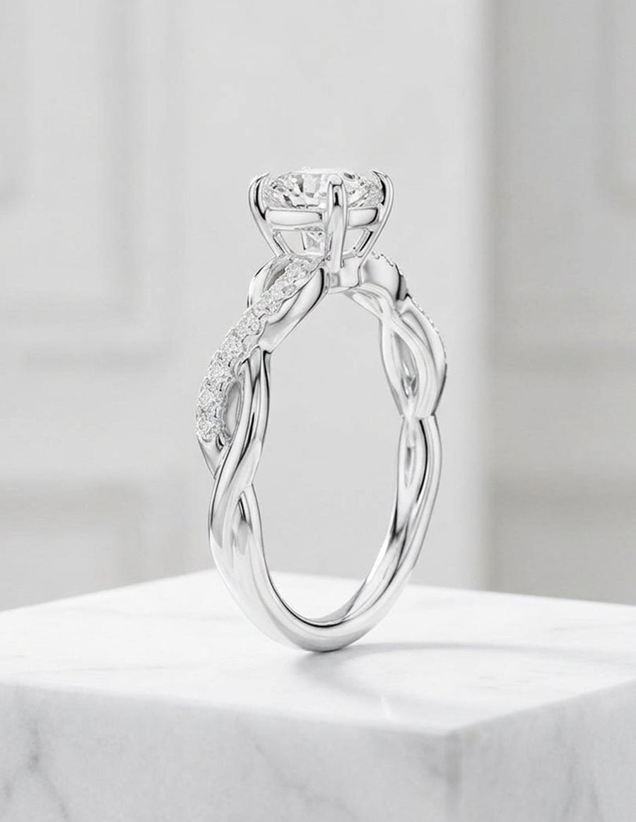 Anillo de compromiso - piedras laterales - AMORE254-CU-LG