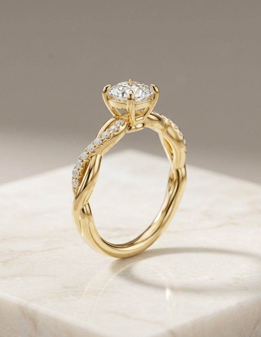 Anillo de compromiso - piedras laterales - AMORE254-CU-LG