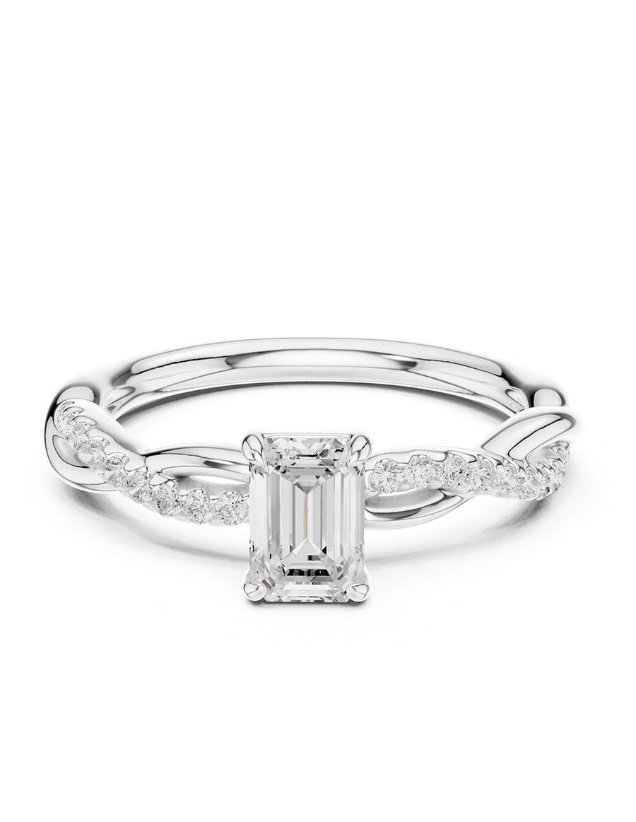 Anillo de compromiso - piedras laterales - AMORE254-EM-LG