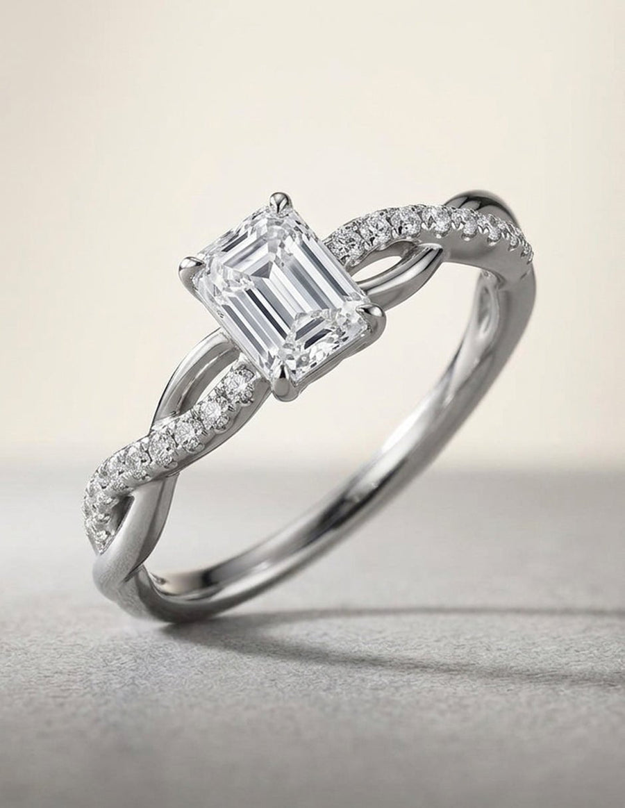 Anillo de compromiso - piedras laterales - AMORE254-EM-LG