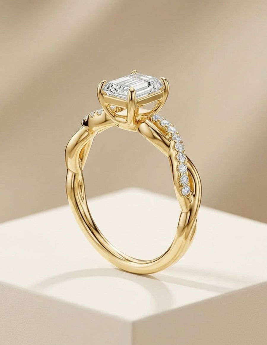 Anillo de compromiso - piedras laterales - AMORE254-EM-LG