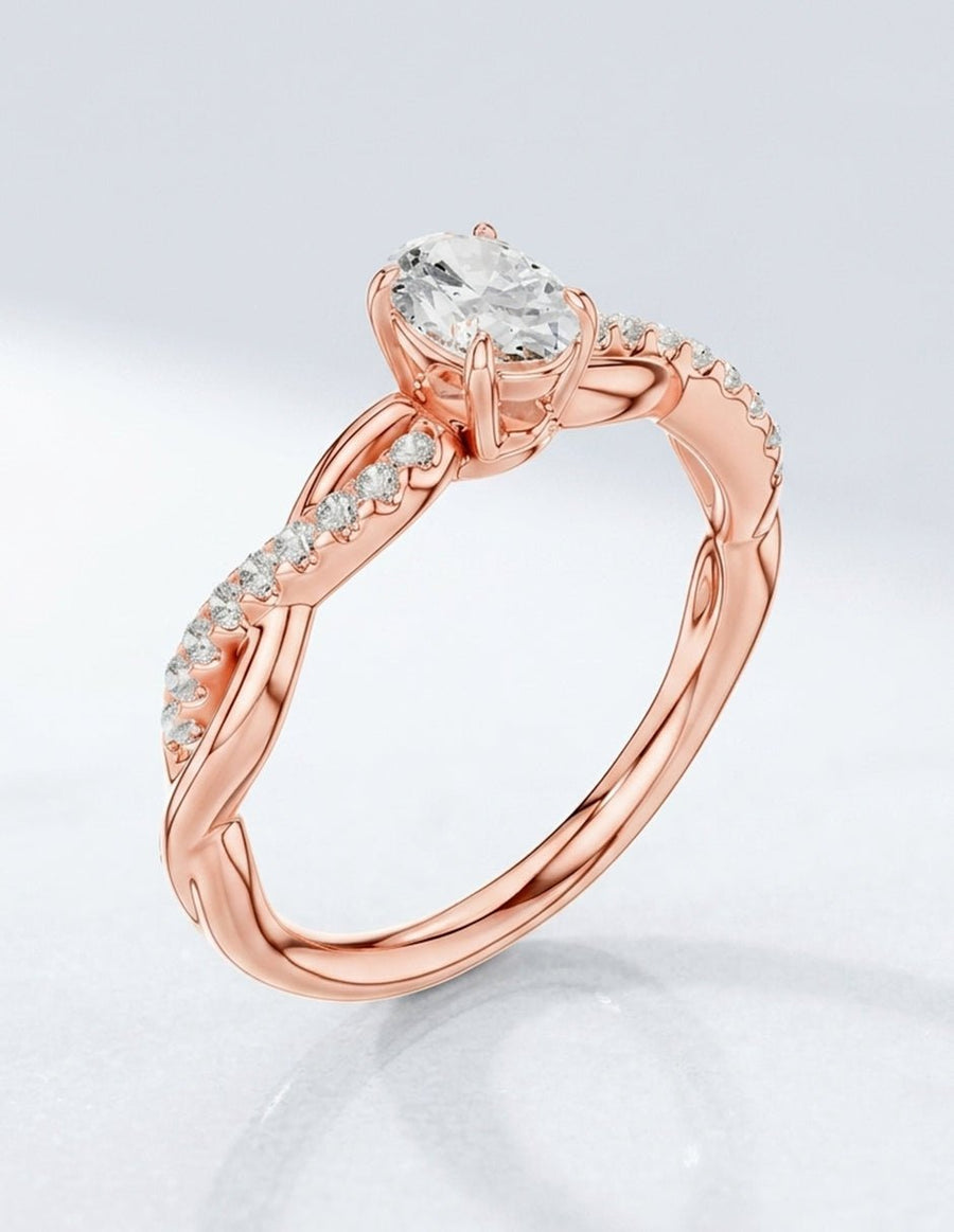 Anillo de compromiso - piedras laterales - AMORE254-OV-LG
