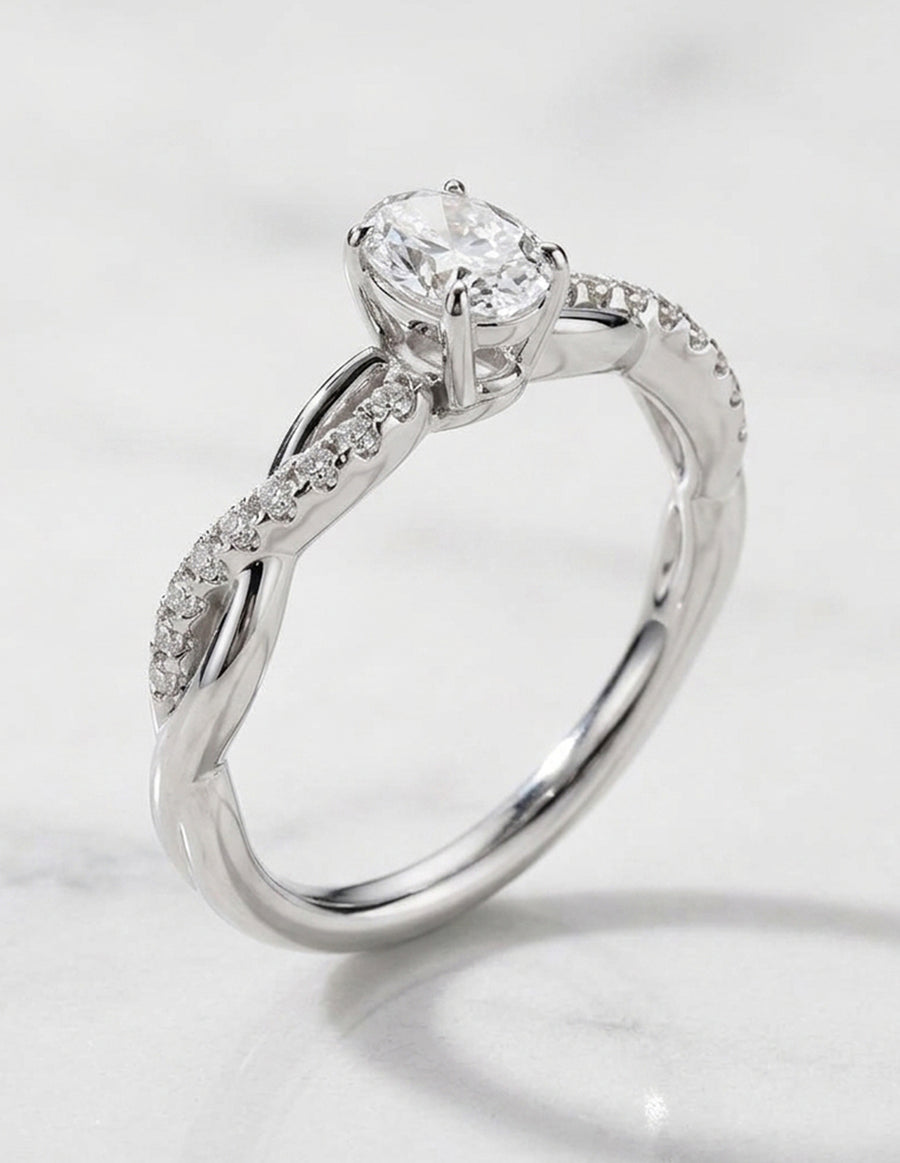 Montura para personalizar - piedras laterales - AMORE254-OV