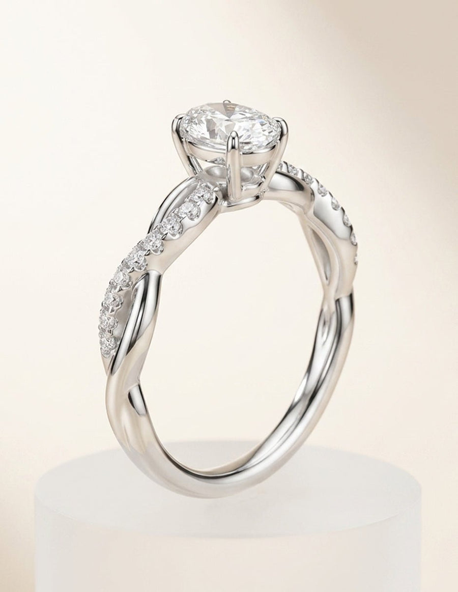 Anillo de compromiso - piedras laterales - AMORE254-OV-LG