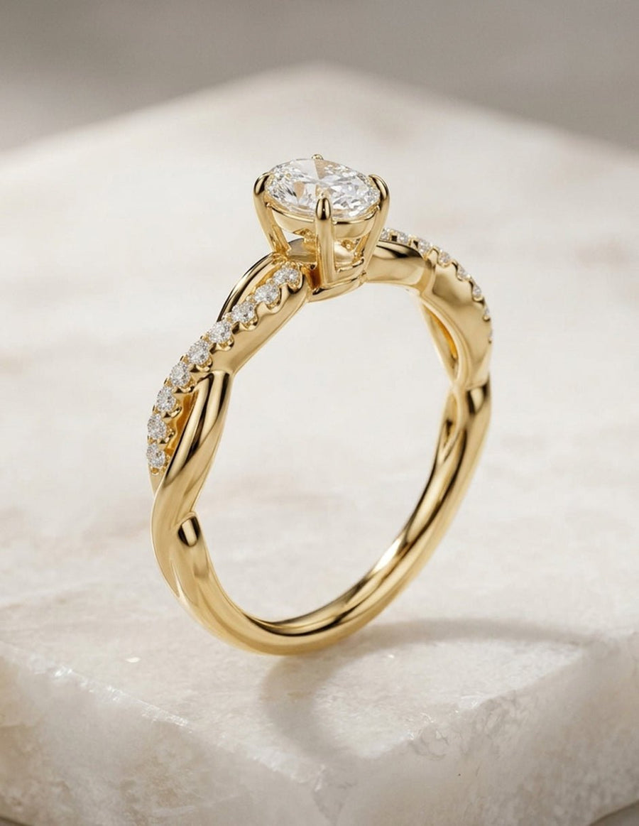 Anillo de compromiso - piedras laterales - AMORE254-OV-LG