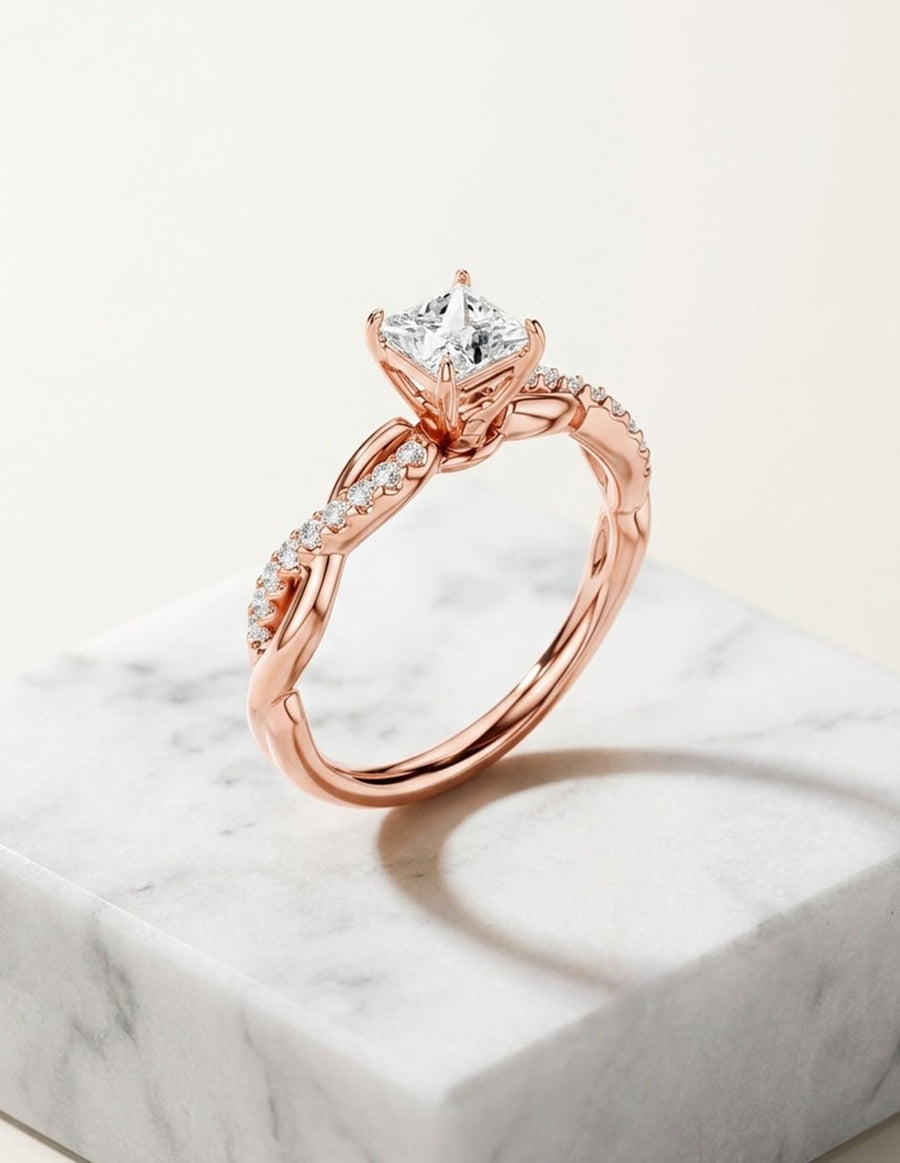 Anillo de compromiso - piedras laterales - AMORE254-PR-LG