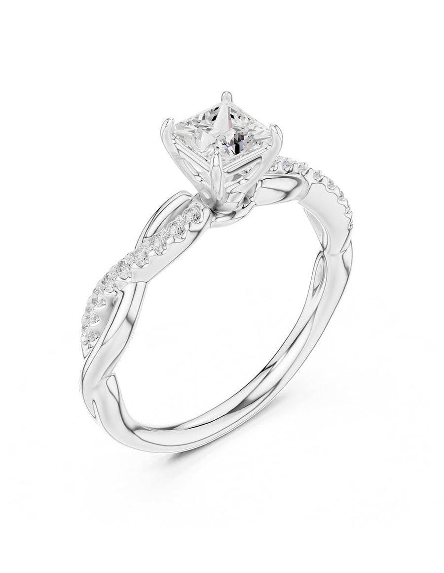 Anillo de compromiso - piedras laterales - AMORE254-PR-LG