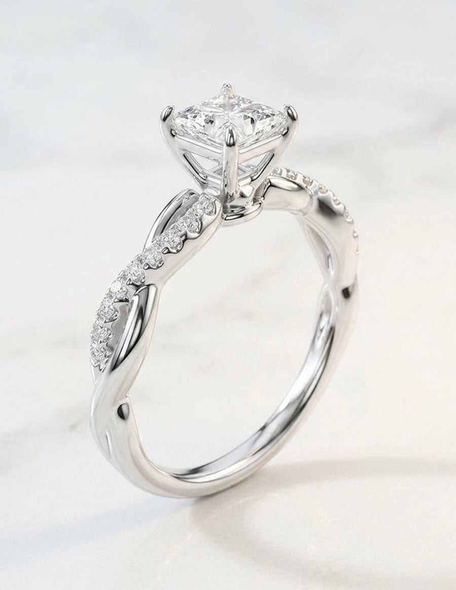 Montura para personalizar - piedras laterales - AMORE254-PR