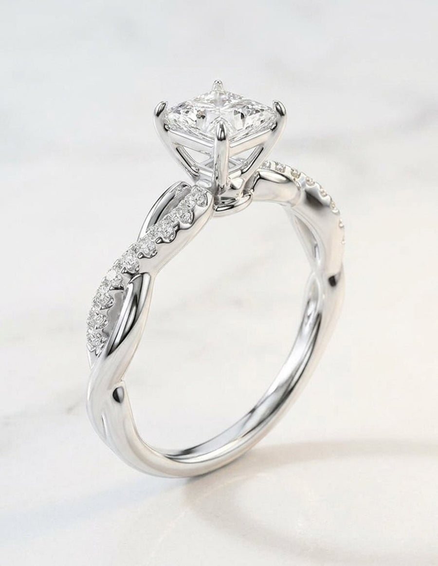 Anillo de compromiso - piedras laterales - AMORE254-PR-LG