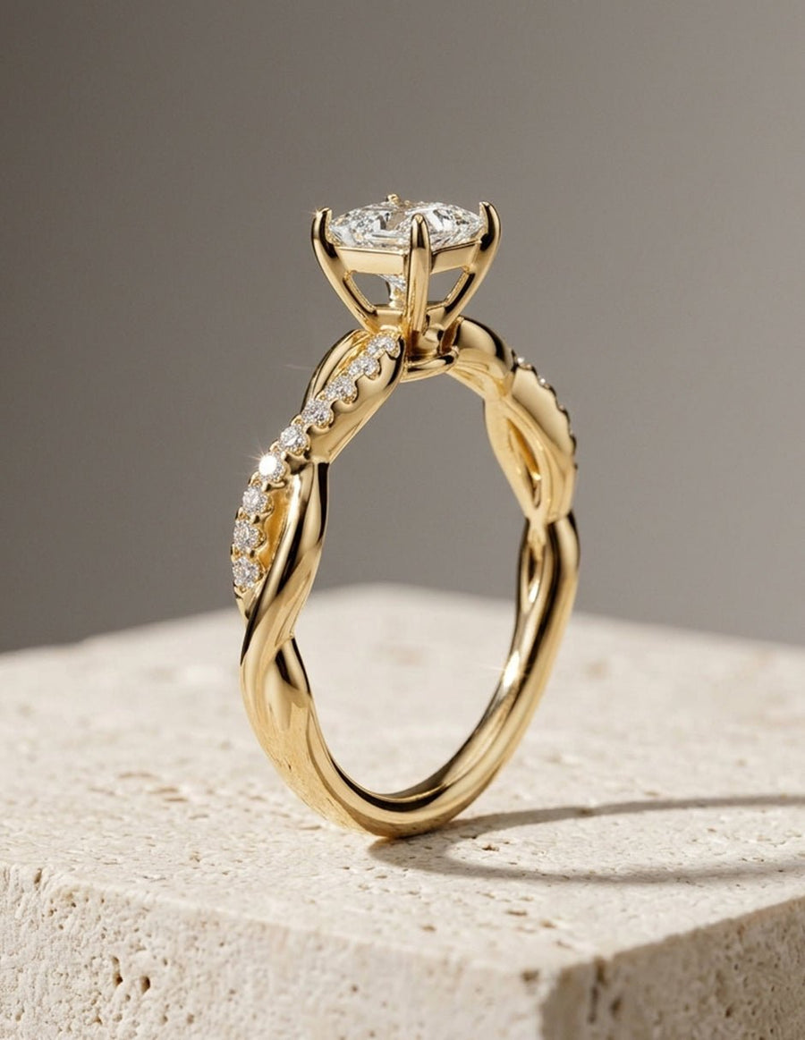 Anillo de compromiso - piedras laterales - AMORE254-PR-LG