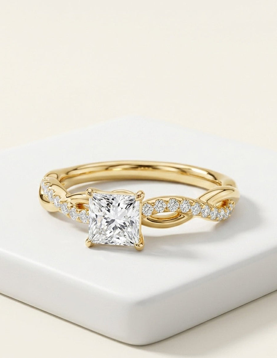 Anillo de compromiso - piedras laterales - AMORE254-PR-LG