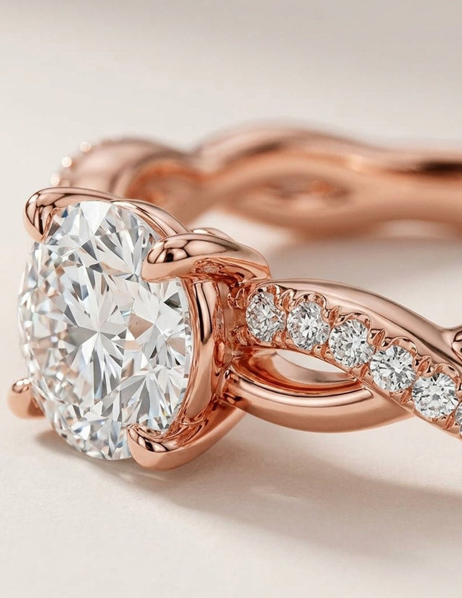 Anillo de compromiso - piedras laterales - AMORE254-RD-LG