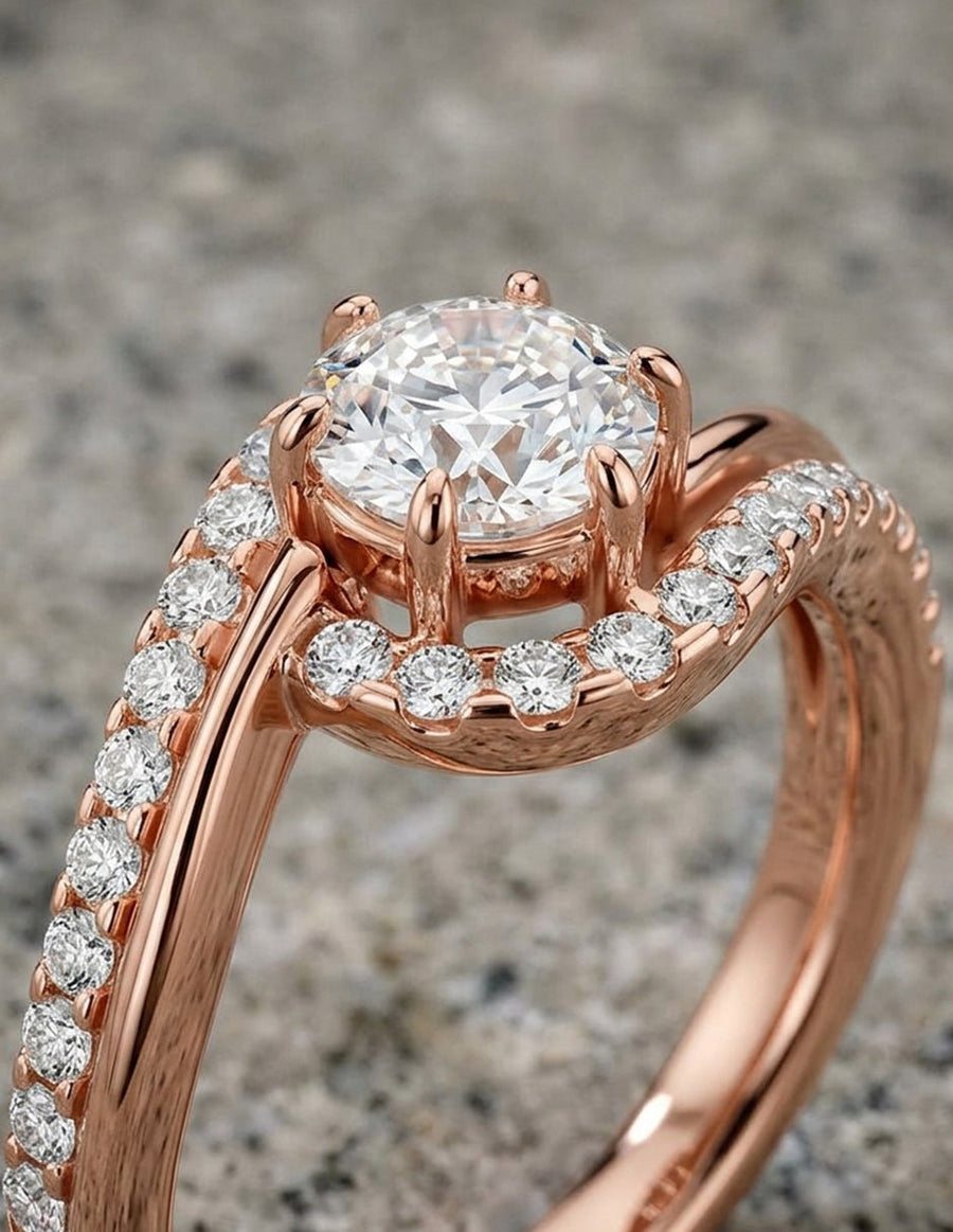 Anillo de compromiso - piedras laterales - AMORE255-RD-LG