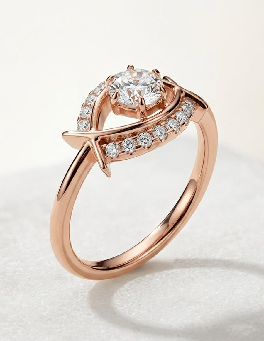 Anillo de compromiso - piedras laterales - AMORE256-RD-LG