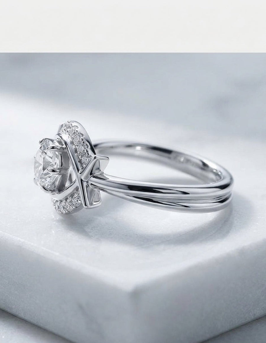 Anillo de compromiso - piedras laterales - AMORE256-RD-LG