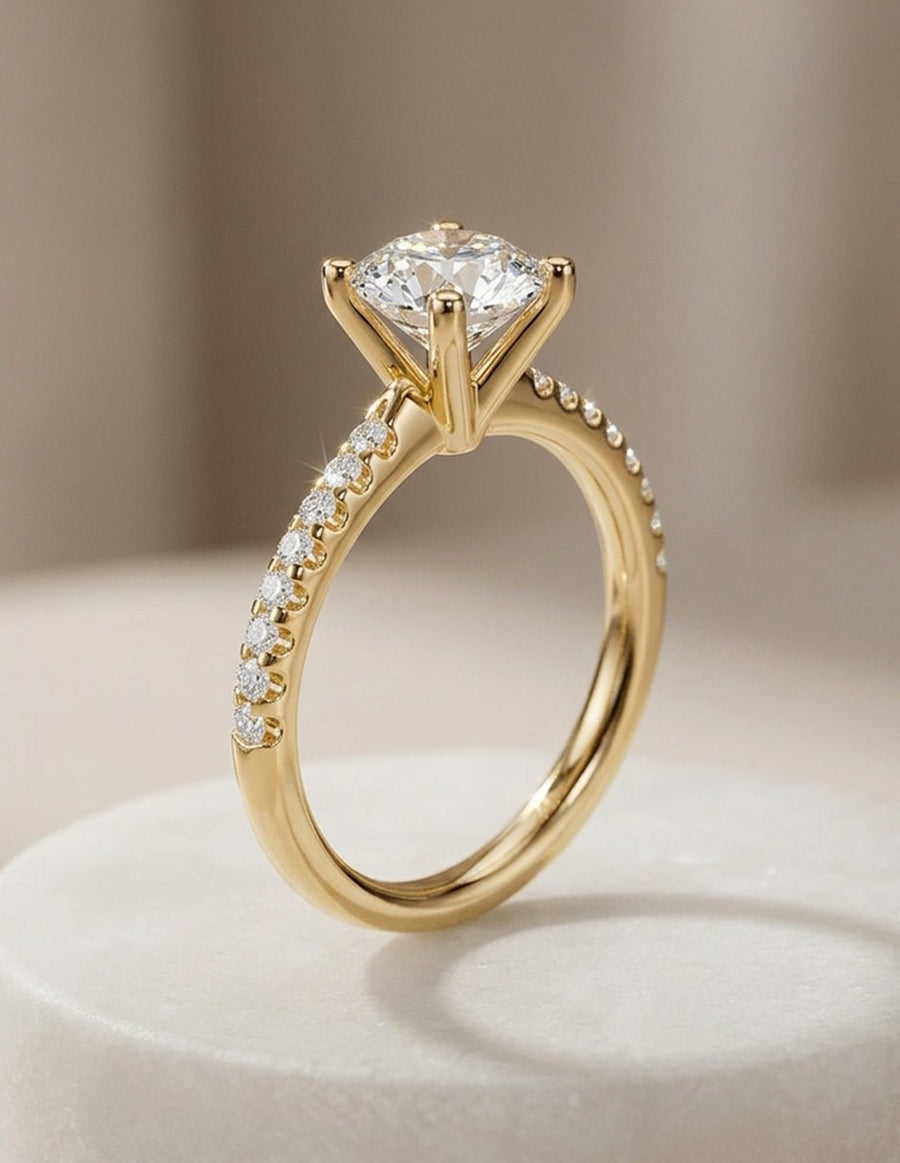 Anillo de compromiso - piedras laterales - AMORE257-RD-LG