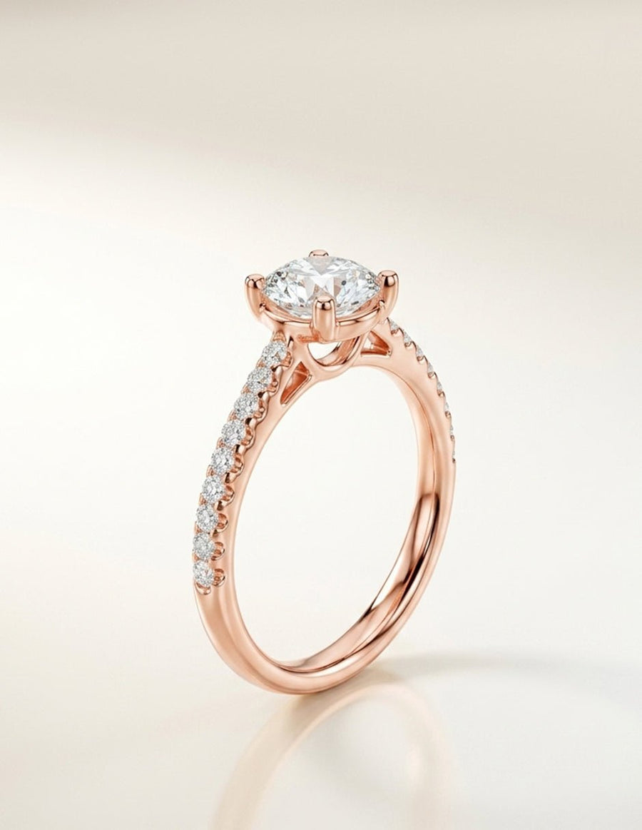 Anillo de compromiso - piedras laterales - AMORE258-RD-LG