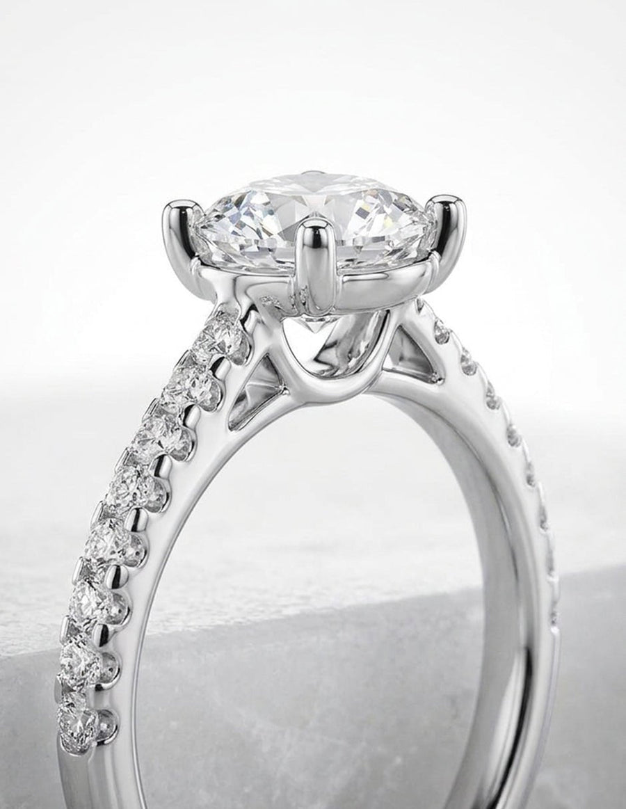 Anillo de compromiso - piedras laterales - AMORE258-RD-LG