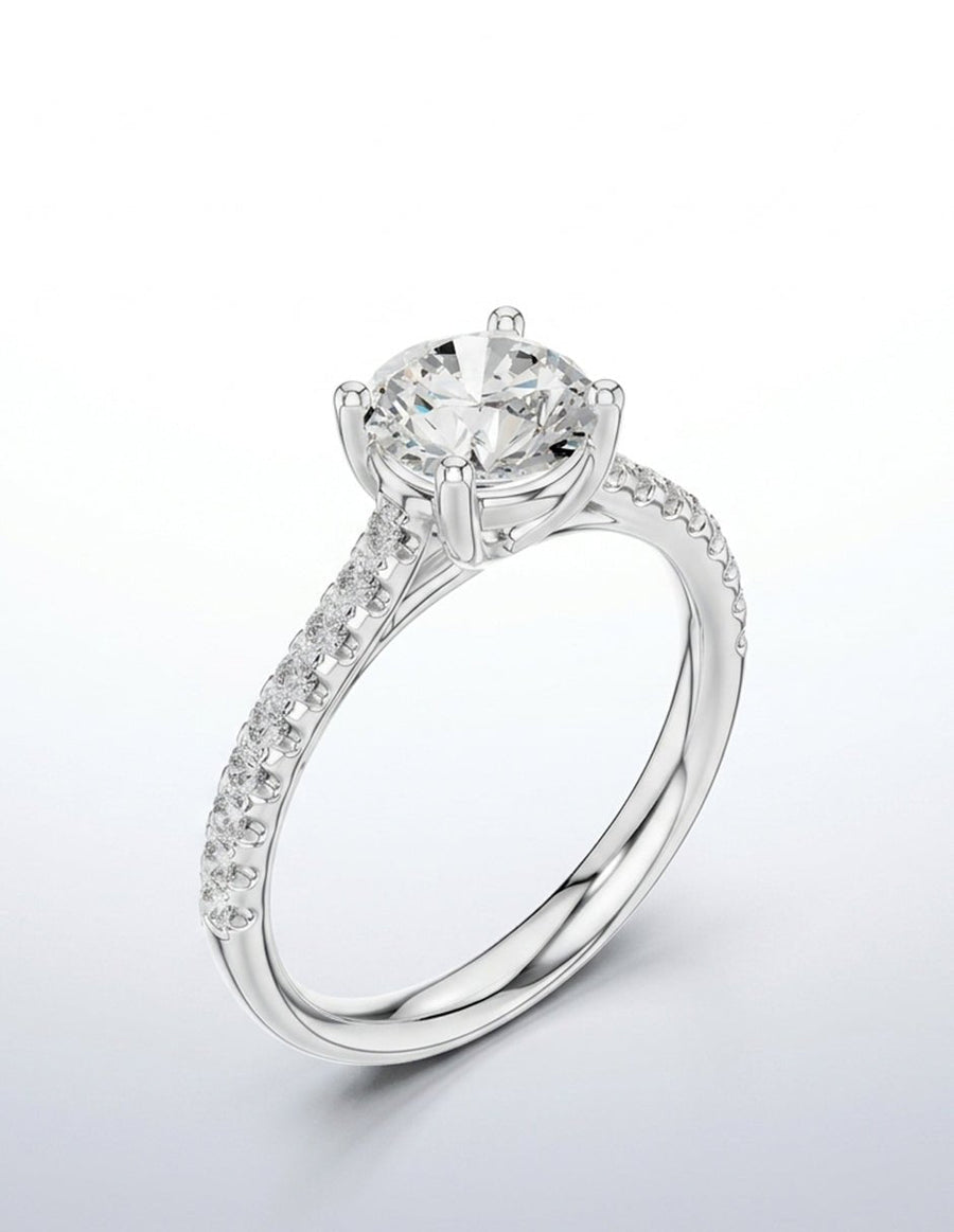 Anillo de compromiso - piedras laterales - AMORE259-RD-LG