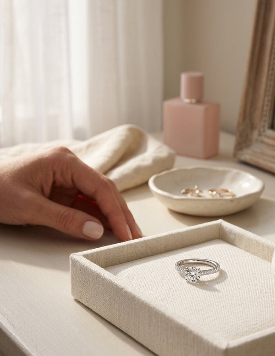 Anillo de compromiso - piedras laterales - AMORE261-RD-LG