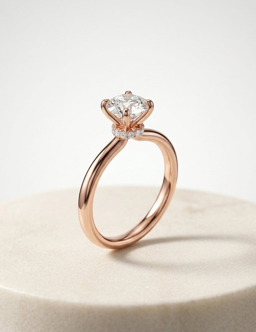 Anillo de compromiso - piedras laterales - AMORE263-RD-LG