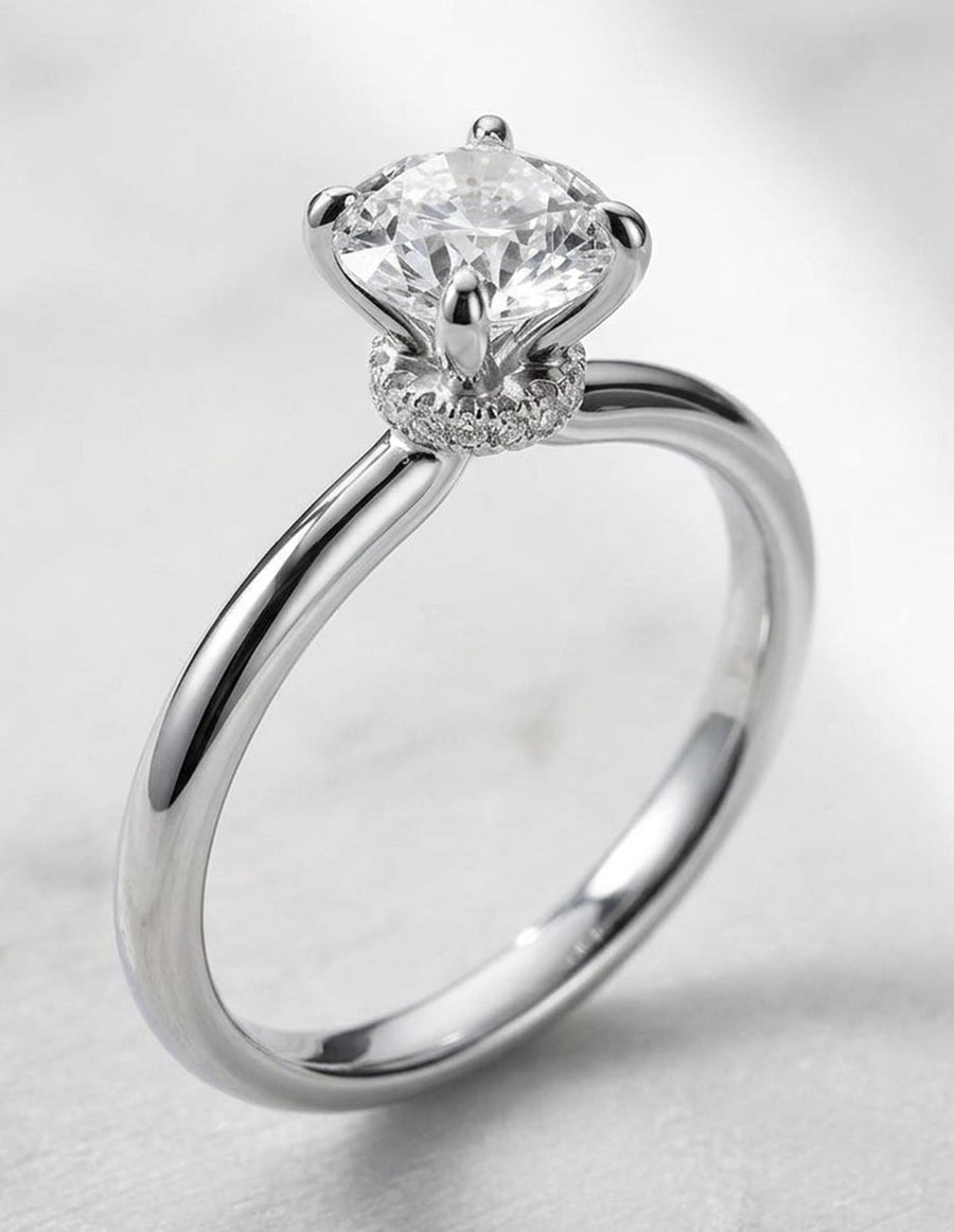 Anillo de compromiso - piedras laterales - AMORE263-RD-LG