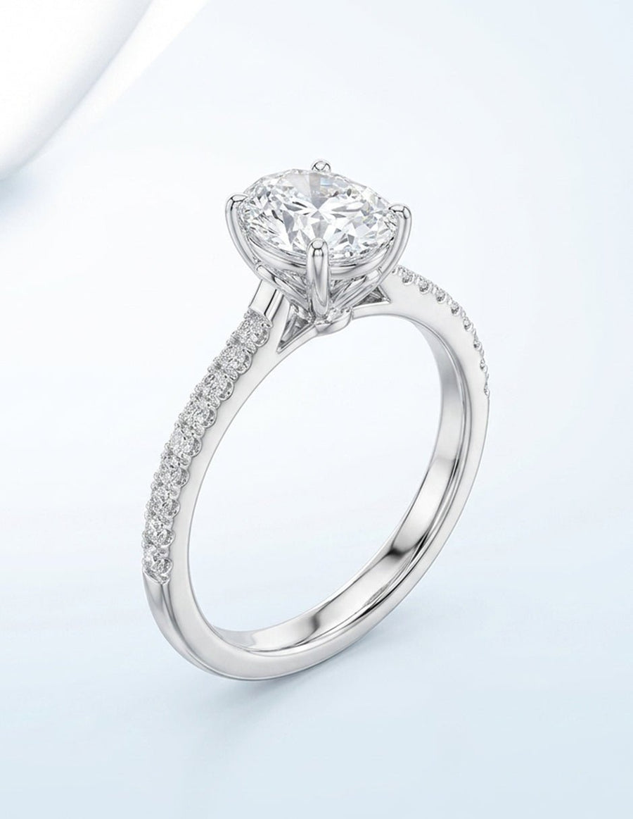 Anillo de compromiso - piedras laterales - AMORE264-RD-LG