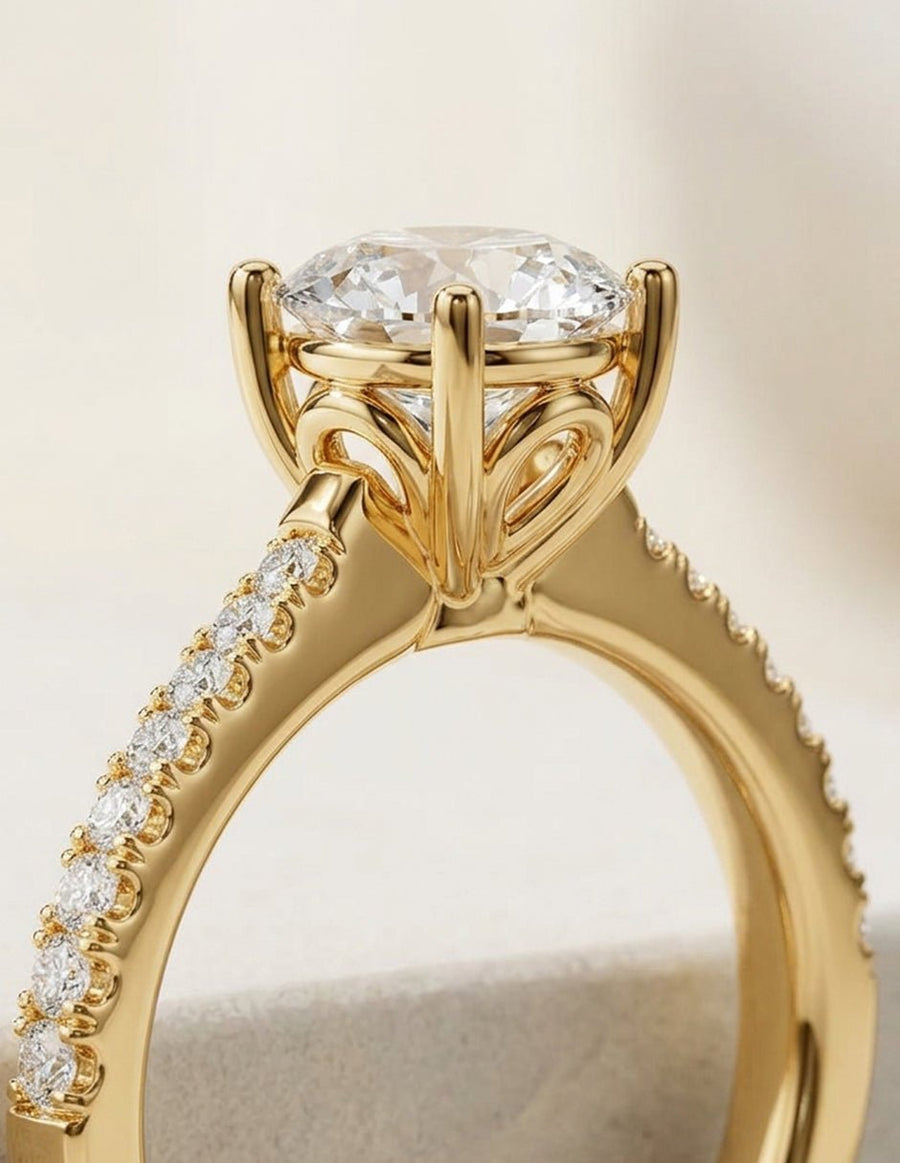 Anillo de compromiso - piedras laterales - AMORE264-RD-LG