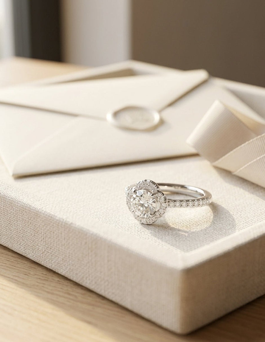 Anillo de compromiso - piedras laterales - AMORE266-RD-LG
