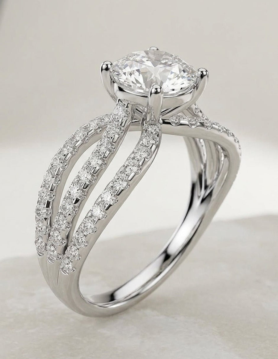 Montura para personalizar - piedras laterales - AMORE267-RD