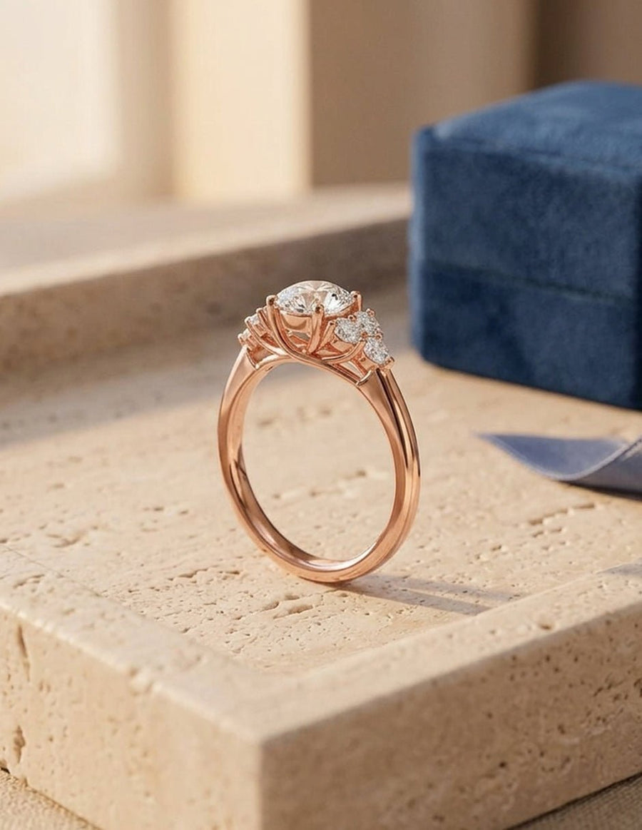 Anillo de compromiso - piedras laterales - AMORE268-RD-LG