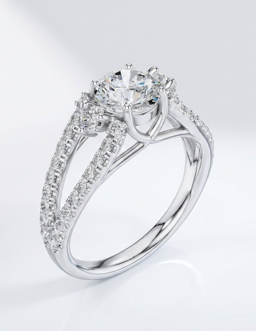 Anillo de compromiso - piedras laterales - AMORE270-RD-LG