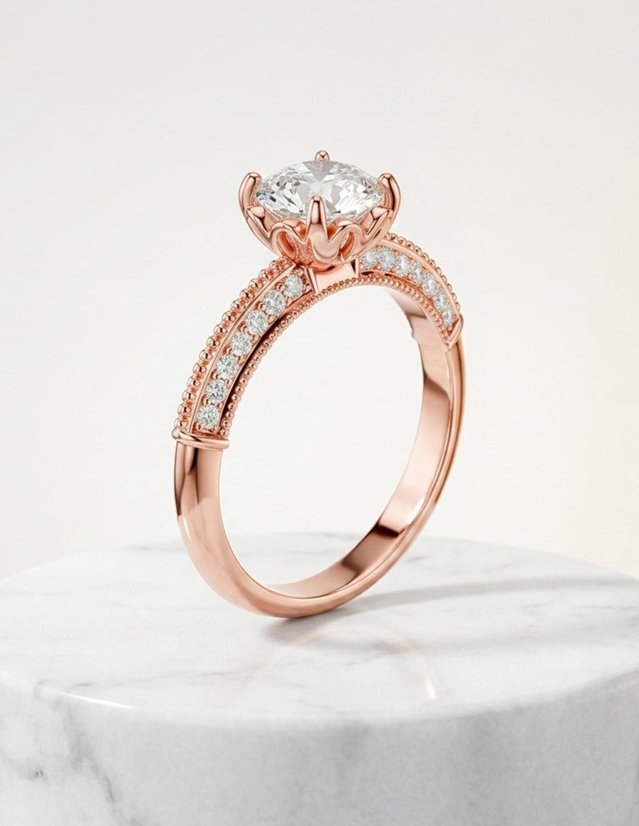 Anillo de compromiso - piedras laterales - AMORE271-RD-LG