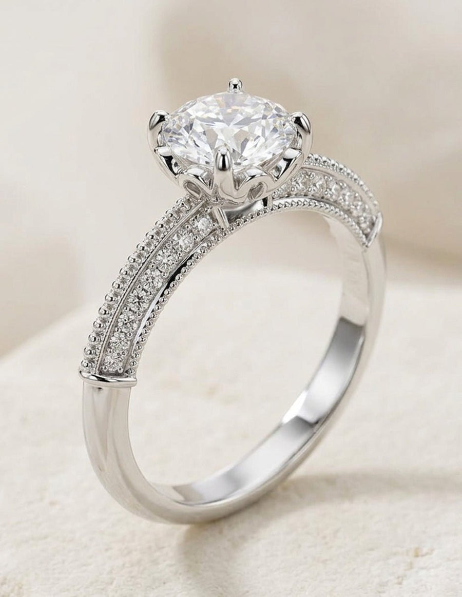 Anillo de compromiso - piedras laterales - AMORE271-RD-LG