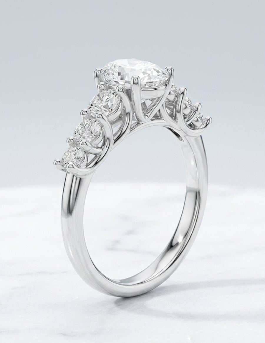 Anillo de compromiso - piedras laterales - AMORE272-OV-LG