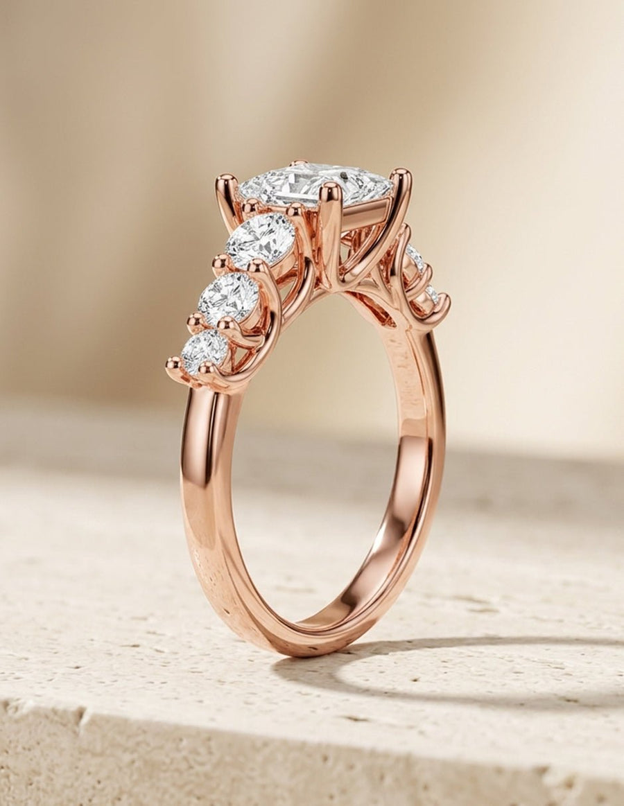 Anillo de compromiso - piedras laterales - AMORE272-PR-LG