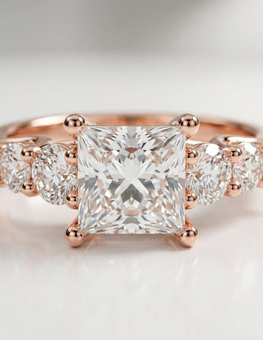 Anillo de compromiso - piedras laterales - AMORE272-PR-LG