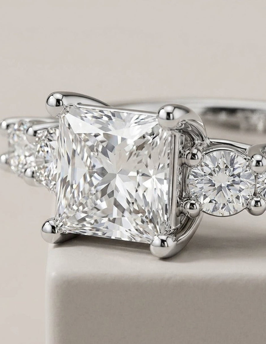 Anillo de compromiso - piedras laterales - AMORE272-PR-LG