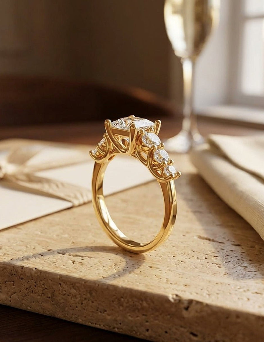 Anillo de compromiso - piedras laterales - AMORE272-PR-LG