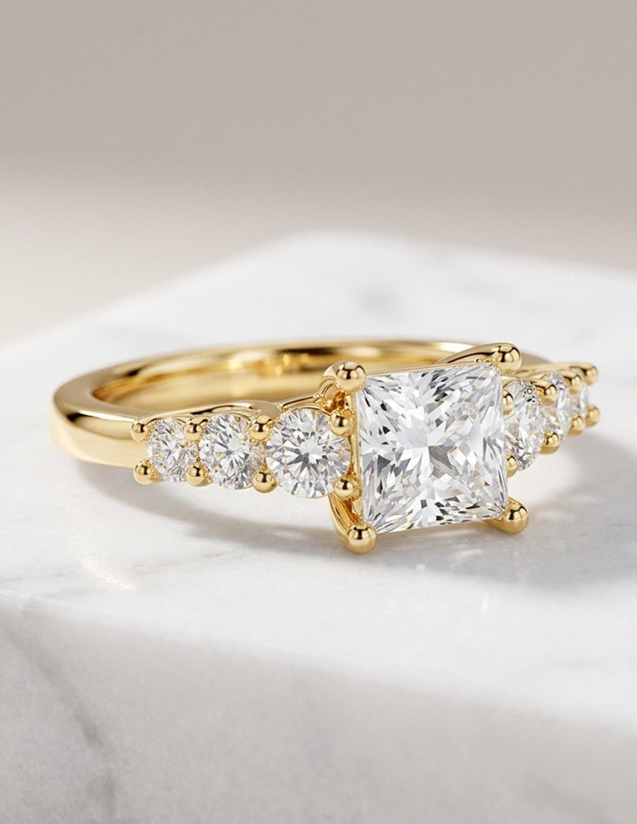 Anillo de compromiso - piedras laterales - AMORE272-PR-LG
