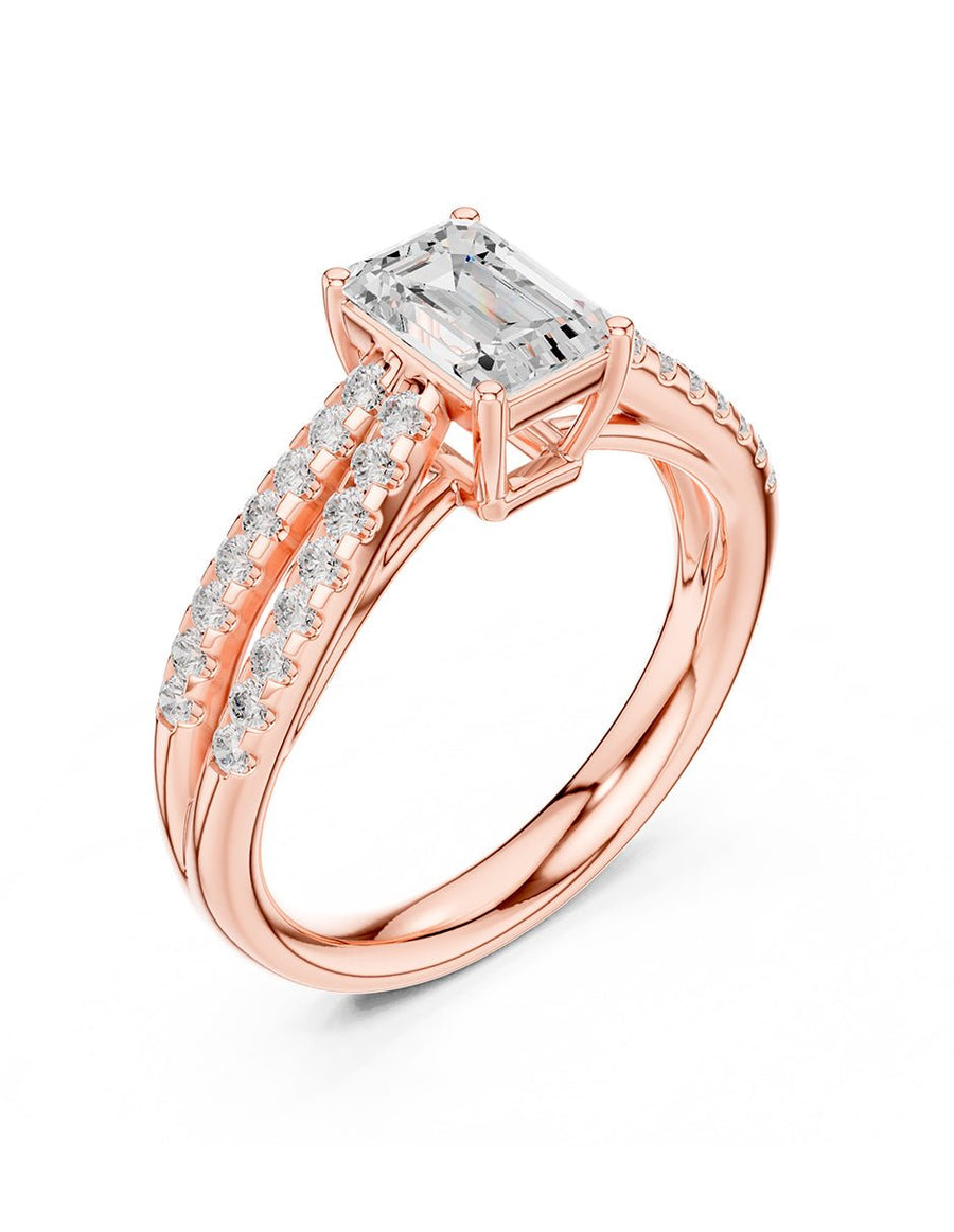 Anillo de compromiso - piedras laterales - AMORE273-EM-LG