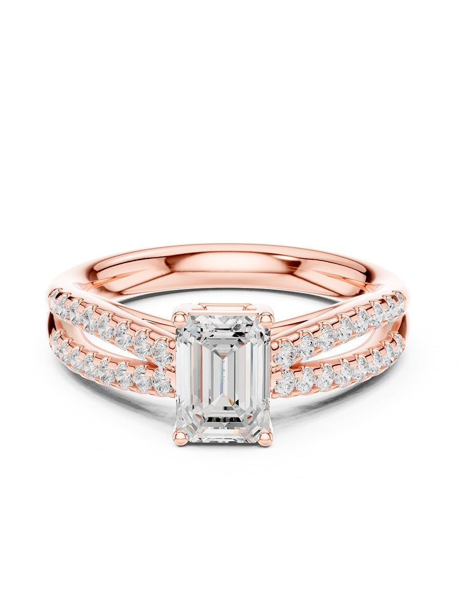 Anillo de compromiso - piedras laterales - AMORE273-EM-LG