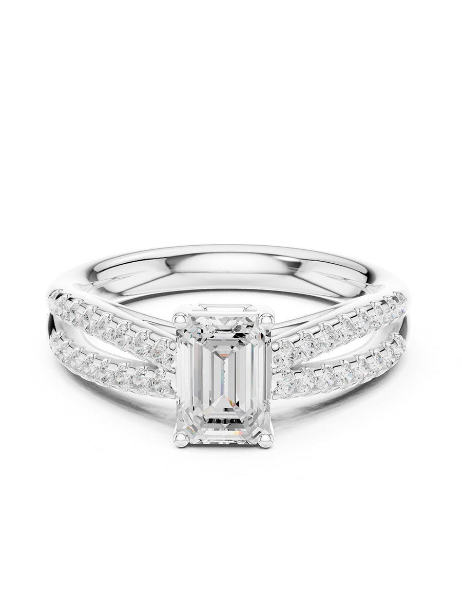 Anillo de compromiso - piedras laterales - AMORE273-EM-LG