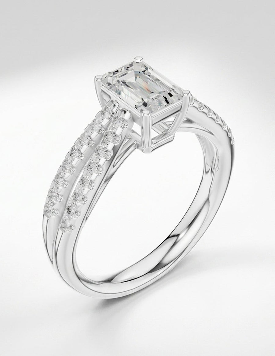 Anillo de compromiso - piedras laterales - AMORE273-EM-LG