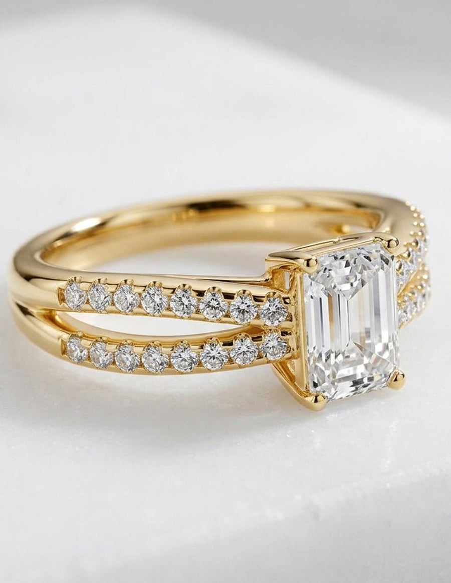 Anillo de compromiso - piedras laterales - AMORE273-EM-LG