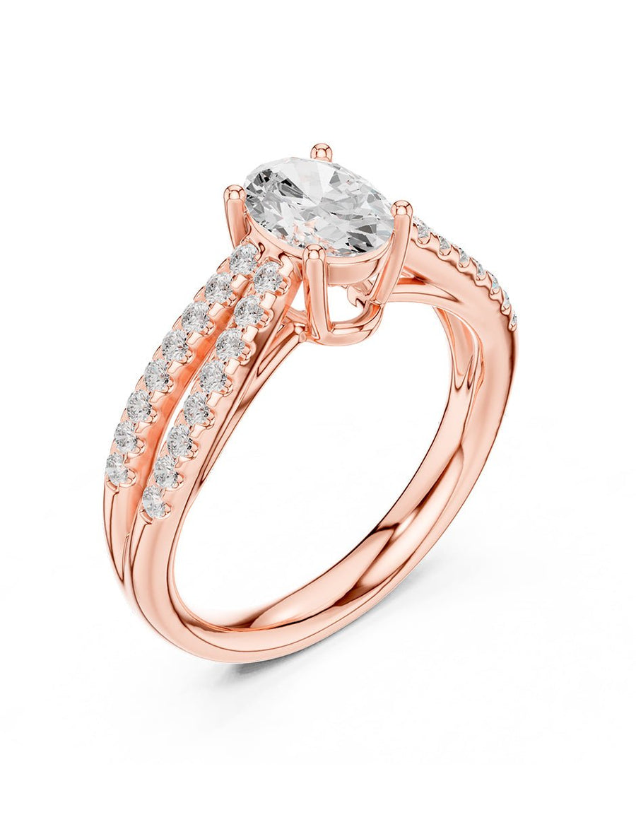 Anillo de compromiso - piedras laterales - AMORE273-OV-LG
