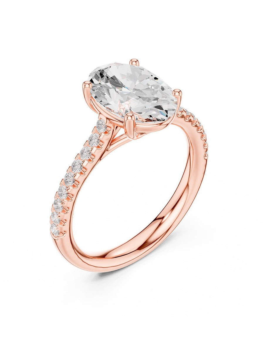 Anillo de compromiso - piedras laterales - AMORE274-OV-LG